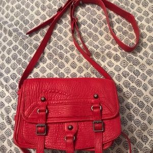 Ash red leather crossbody bag